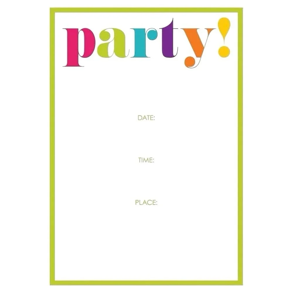 Caspari Party Invitations Set of 8 Gallery Collection Vibrant Design Made In USA